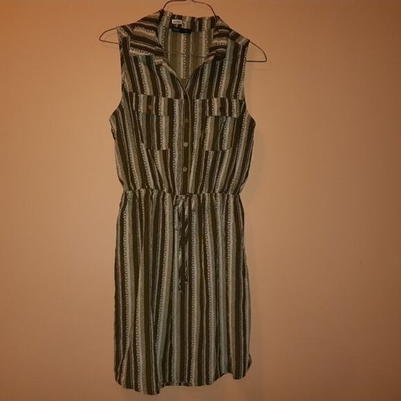 BeBop Green Knee Length Striped Sleeveless Tank Shirt Dress Women's Medi… - Picture 4 of 7
